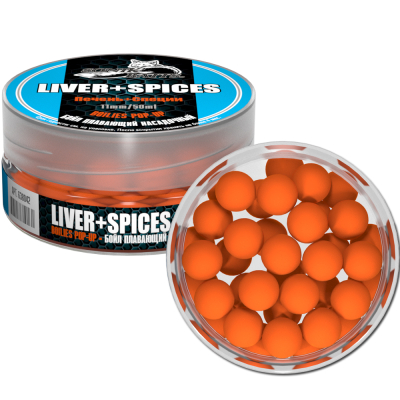 Бойлы насадочные плавающие Sonik Baits Pop-ups 11мм 50мл LIVER-SPICES Fluo