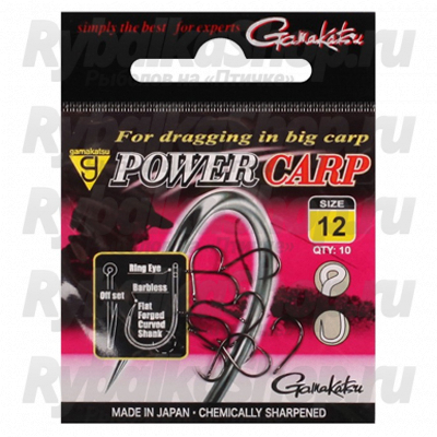 Крючок Gamakatsu Power Carp Ring Eye NSB Barbless Black №10