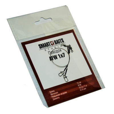 Поводок Smart Baits AFW 1x7, 20Lb/9кг, 25см