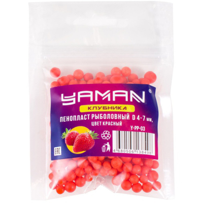 Пенопласт рыболовный Yaman Клубника, d 4-7 мм, цв. красный (уп. 250 шт)