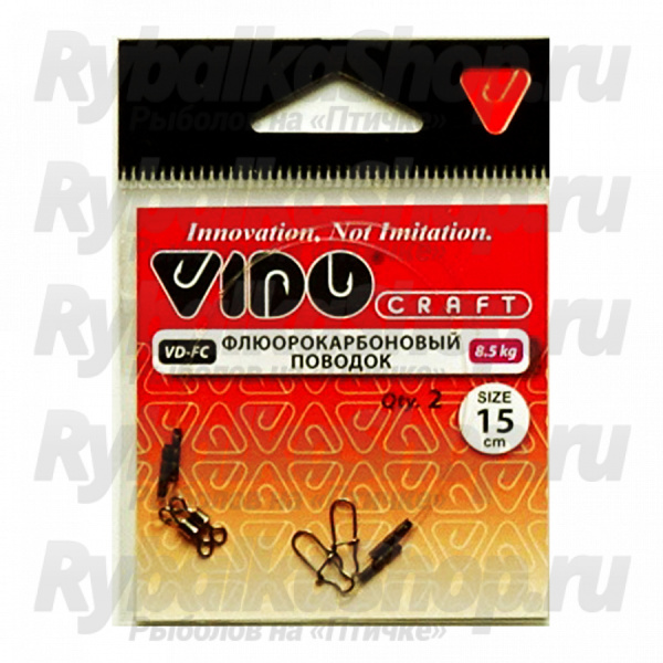 Поводок флюорокарбоновый Vido Craft VD-FС дл. 15 см, ф 0,4 мм, 8,5 кг, 2 шт VD-FC-040-8,5-15
