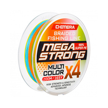 Шнур плетёный Chimera Megastrong Multicolor X4 200m # 0.20mm. 11.4kg.
