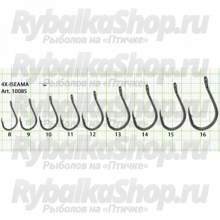 Крючок Fish Season 4X-Iseama-Ring №12 с ушком, покрытие BN (8 шт) (10085-12F)