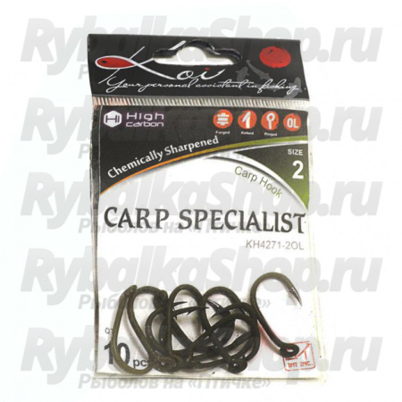 Крючок карповый Koi Carp Specialist, размер 2 (INT), цвет OL, (10 шт.)