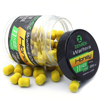 Бойлы нейтральные ZEMEX Wafters Dumbells Honey, 11х8 мм, 25 гр