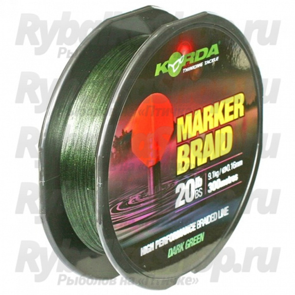 Шнур Korda Marker Braid 300м 20lb Dark Green KMAB
