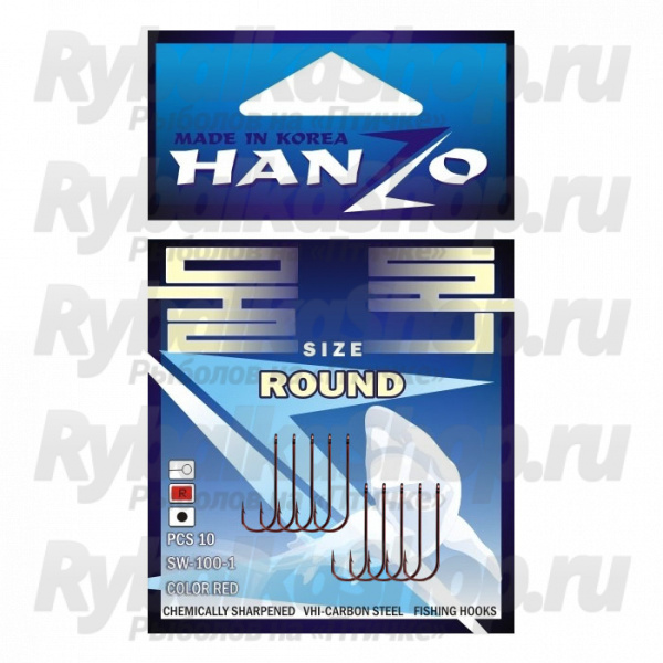 Крючок Hanzo Round RED № 6 (уп. 10 шт.) SW-100-1-6-red