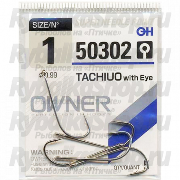 Крючок Owner Tachiuo w/eye nickel №1 5шт