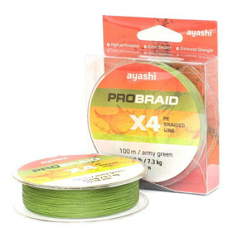 Плетенный шнур Ayashi Pro Braid-X4 Army Green 100m d-0,18mm