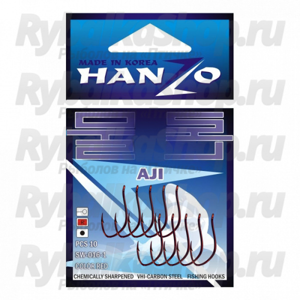 Крючок Hanzo Aji RED № 10 (уп. 10 шт.) SW-016-1-10-red