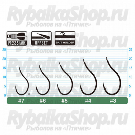 Крючок Owner Kengo Karei green №5 6шт