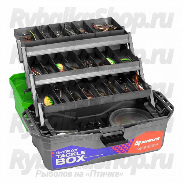 Ящик для снастей трехполочный Nisus Tackle Box зеленый (N-TB-3-G)