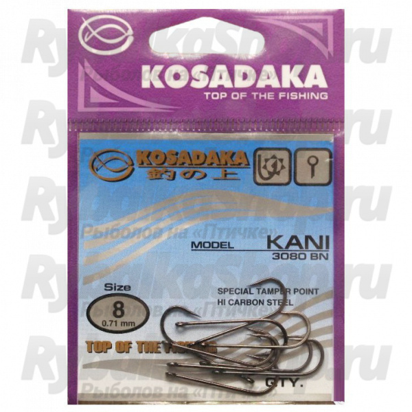 Крючок Kosadaka Kani BN №2/0 T-1,11mm L-44mm (уп.3шт.) 3080BN-2/0