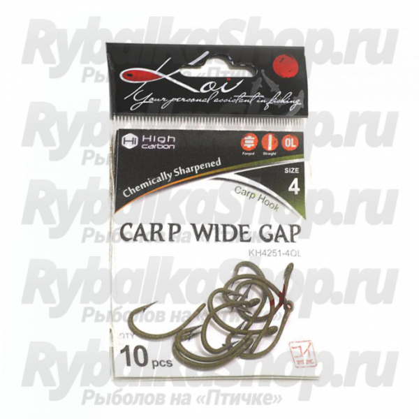 Крючок карповый Koi Carp Wide Gap, размер 2 (INT), цвет OL, (10 шт.)