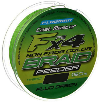 Шнур Flagman Cast Master Feeder Braid F4 150м Fluo Green 0,10мм 5,1кг 11lb
