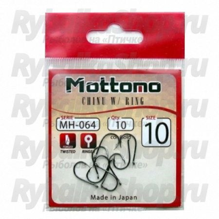 Крючок Mottomo Chinu w/ring 064 Nickel black №12 (10 шт)