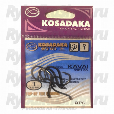 Крючок Kosadaka Kavai BN №2/0 T-1,10mm L-29mm (уп.4шт.) 3301BN-2/0