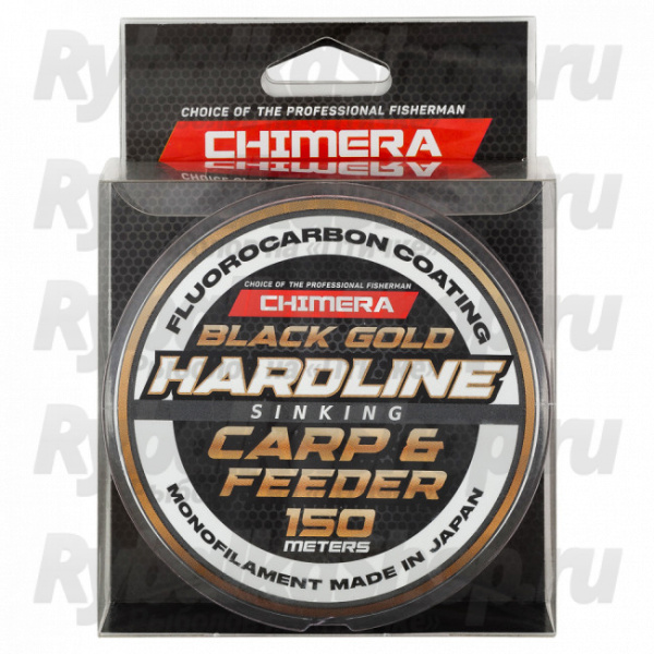 Леска Chimera Hardline Carp & Feeder Fluorocarbon Coating Sinking 150m Черн/Зол # 0.181