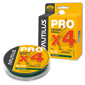 Шнур Nautilus Pro Feeder Braid Dark Green d-0.10 4.1кг 9lb 150м