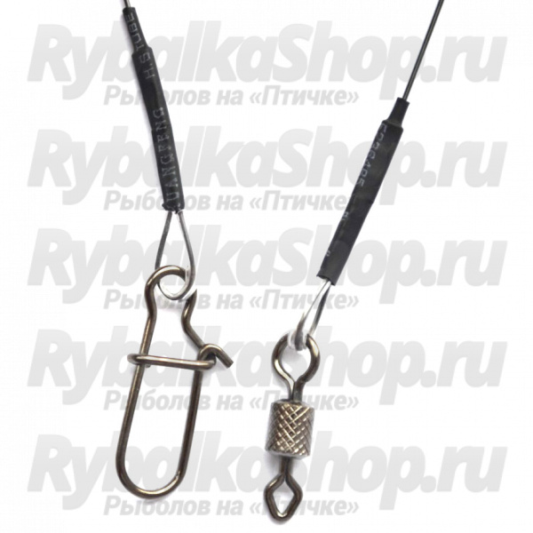 Поводок TITANIUM 1x1 верт. бочка №6 застёжка Duo-Lock №1 30cm 9кг 0.35mm 3шт