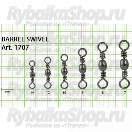 Вертлюг бочонок Fish Season Barrel Swivel №7 (23 кг), (упак. 6 шт)