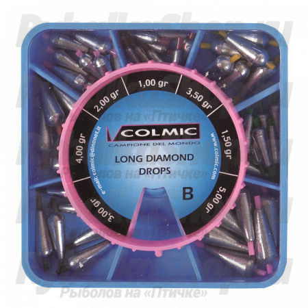 Набор грузил-оливок Colmic Long Diamond Box B (POMA02B)
