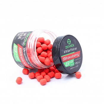 Бойлы нейтральные ZEMEX Wafters Dumbells Strawberry, 8х6 мм, 20 гр