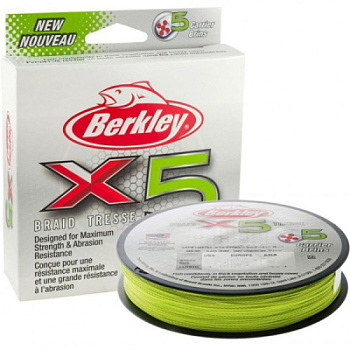 Леска плетеная Berkley X5 150м Яркожелтая 0,08мм 7,6kg
