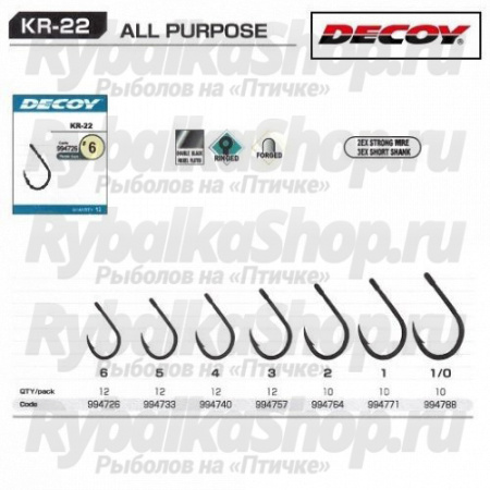 Крючки Decoy KR-22 Black Nickeled #2