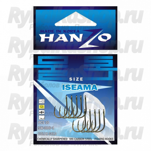 Крючок Hanzo Iseama Gold № 10 (уп. 10 шт.) SW-006-1-10-gold