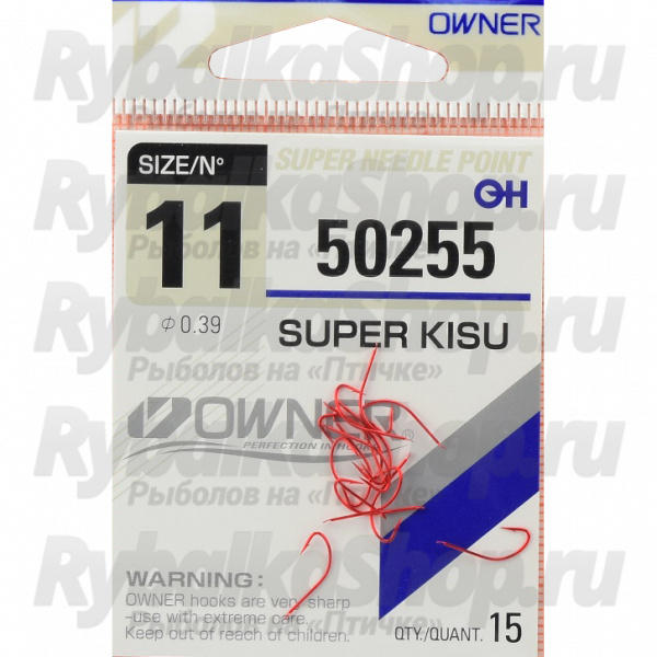 Одинарный крючок Owner 50255 Super Kisu, красный 50255-10