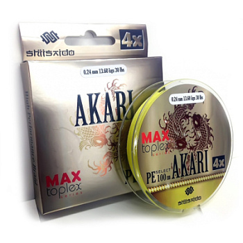 Шнур плетеный Shii Saido Akari 4X, L-150 м, d-0,27 мм, test-15,9 кг, yellow