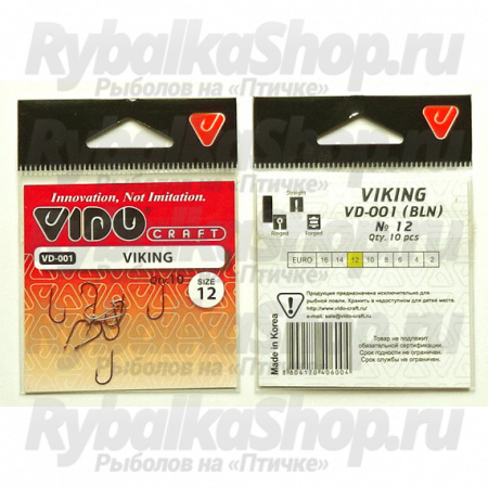 Крючки Vido Craft VD-001 Viking (BLN) Euro № 14, 10 шт/уп VD001-14(10)